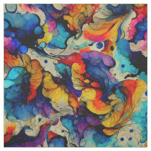 Colourful Liquid Ink Abstraction Pattern Fabric