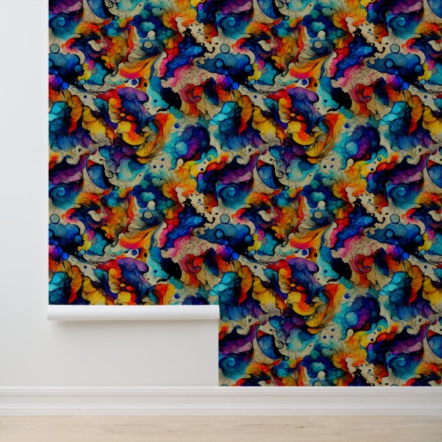 Colourful Liquid Ink Abstraction Pattern Wallpaper (Application)