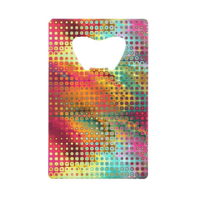 Colourful Liquid Micro Dots Abstract Pattern Credit Card Bottle Opener (Front)
