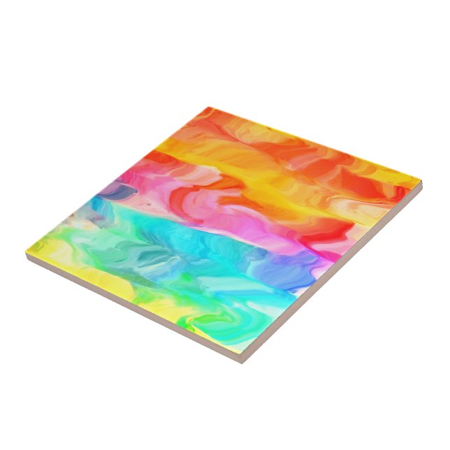 Colourful Liquid Paint Ceramic Tile (Side)