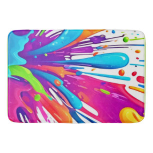 Colourful Liquid Paint Splashes Bath Mat