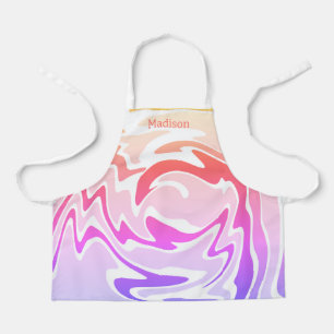 Colourful Liquid Swirl Personalized Name Apron