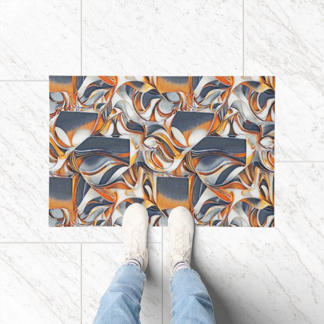 Colourful liquid waves geometric abstract pattern  doormat (Indoor)