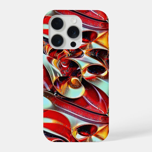 Colourful liquid waves geometric abstract pattern  iPhone case (Back)