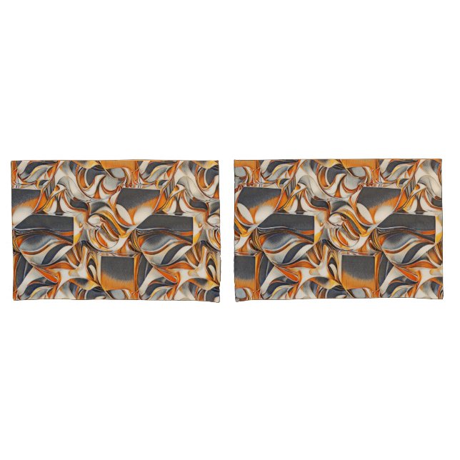Colourful liquid waves geometric abstract pattern  pillowcase (Front-Set)