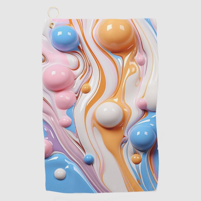 Colourful Liquid with Bubbles Golf Towel (Front)