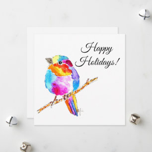 Colourful Little Bird Holiday Card