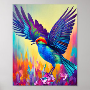 Colourful Little Bird Ready to Fly Poster