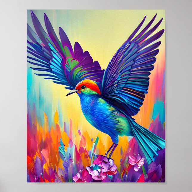 Colourful Little Bird Ready to Fly Poster (Front)