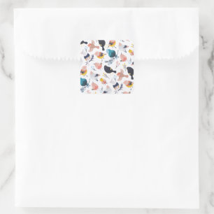 Colourful Little Birds Floral Botanical Paradise Square Sticker