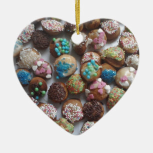 colourful little birthday cakes, food, party cake ceramic ornament