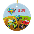 Colourful Little Boy Monster Trucks Name Christmas