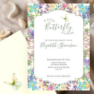 Colourful Little Butterfly Floral Baby Shower  Invitation