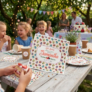 Colourful Little Ladybug Birthday Party Paper Napkin