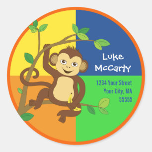 Colourful Little Monkey Address Label