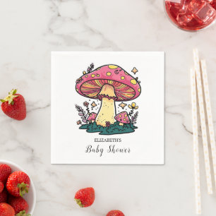 Colourful Little Mushroom Baby Shower Napkin