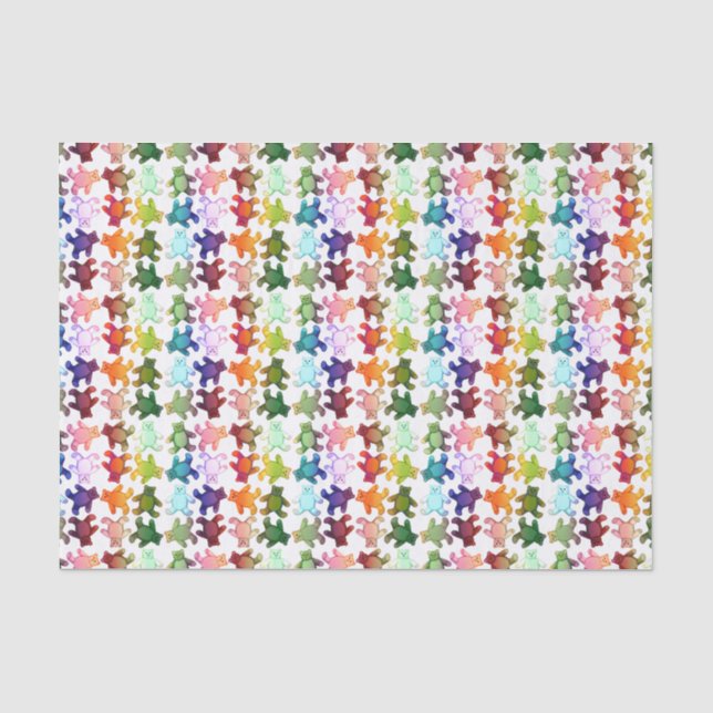 Colourful Little Teddy Bears Tissue Paper (Front)