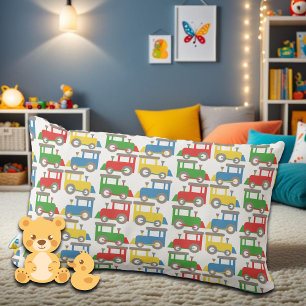 Colourful Little Trains Pattern Lumbar Pillow