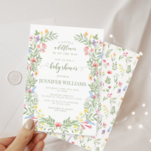 Colourful little wildflower boho baby girl shower invitation