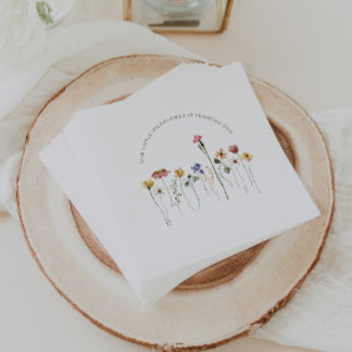 Colourful Little Wildflower is Turning One Birthda Napkin