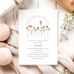 Colourful Little Wildflower Turning One Birthday Invitation<br><div class="desc">This colourful little wildflower turning one birthday invitation is perfect for your simple, whimsical, boho rainbow summer celebration. The bright, enchanted pink, yellow, orange, and gold colour florals give this product the feel of a minimalist, elegant, vintage hippie spring garden. The modern design is artsy and delicate, portraying a classic...</div>