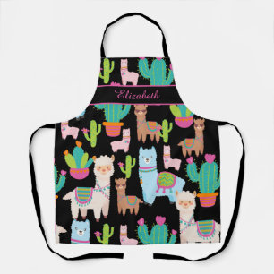Colourful Llama and Cactus Pattern Apron