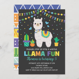 Colourful Llama Birthday Party / Boy Fiesta Alpaca Invitation