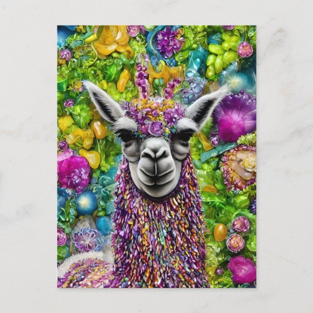 Colourful Llama Postcard (Front)