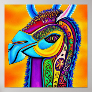Colourful Llama Poster