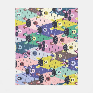 Colourful Llamas Childish Seamless Background Fleece Blanket