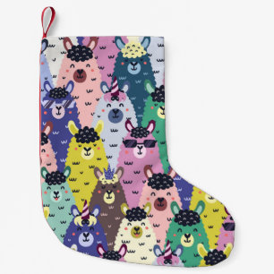 Colourful Llamas Childish Seamless Background Small Christmas Stocking