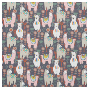 Colourful Llamas Pattern Fabric