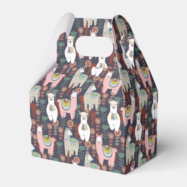 Colourful Llamas Pattern Favor Box (Front Side)