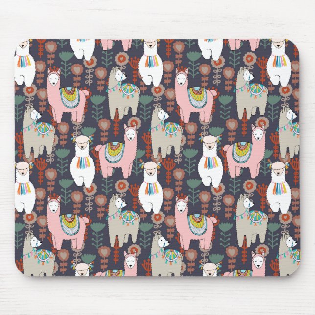 Colourful Llamas Pattern Mouse Pad (Front)