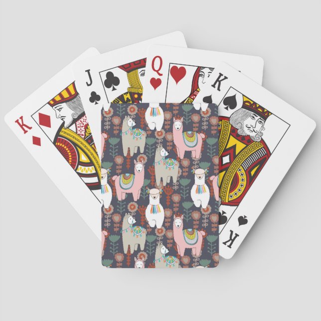 Colourful Llamas Pattern Playing Cards (Back)
