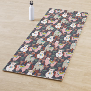 Colourful Llamas Pattern Yoga Mat