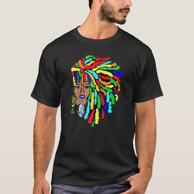Colourful Locs Side Afro Dreadlocks Natural Hair 2 T-Shirt (Front)