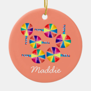 Colourful lollipops pattern ceramic ornament