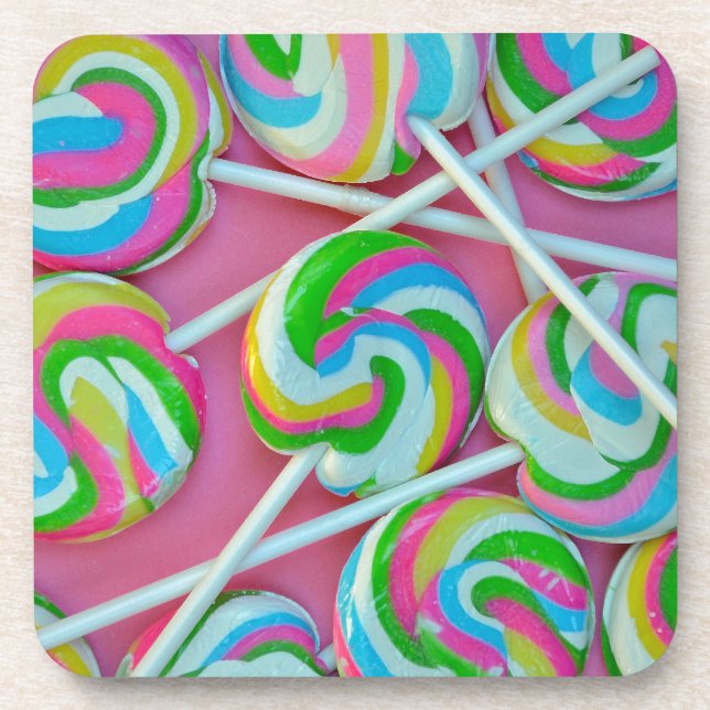 Colourful lollipops pattern coaster (Front)