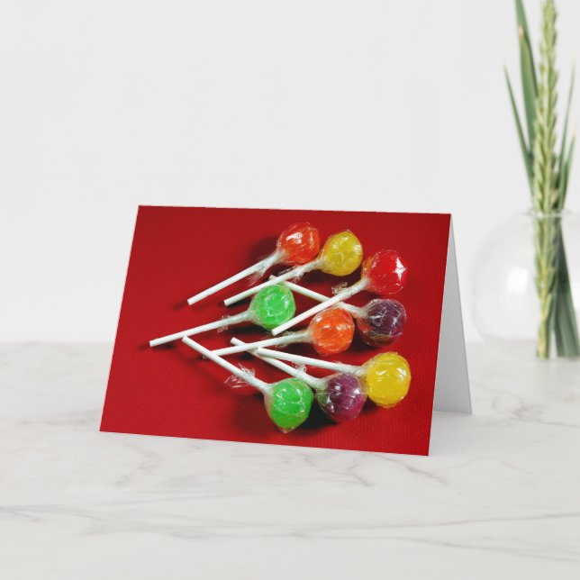 Colourful lollipops print greeting card (Front)