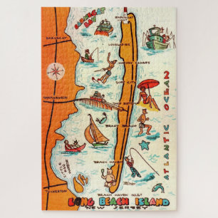 Colourful Long Beach Island 20x30 Map Jigsaw Puzzle