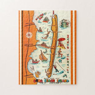 Colourful Long Beach Island Map Jigsaw Puzzle