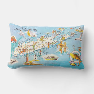 Colourful Long Island NY Lumbar Pillow