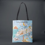 Colourful Long Island NY  Tote Bag<br><div class="desc">It's a terrific vintage illustrated postcard map of Long Island,  New York repurposed on a shoulder tote bag.</div>