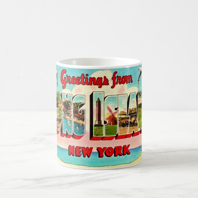 Colourful Long Island Postcard Coffee Mug (Center)