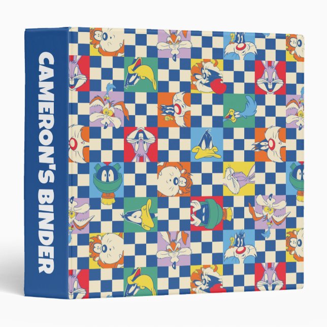 Colourful LOONEY TUNES™ Chequered Toss Pattern Binder (Front/Spine)