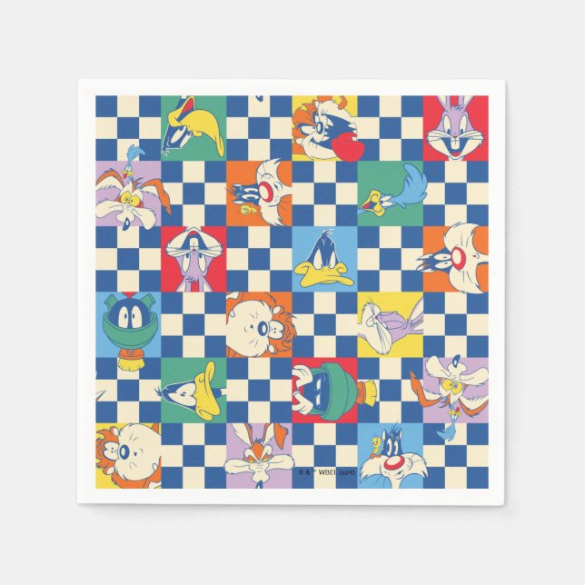 Colourful LOONEY TUNES™ Chequered Toss Pattern Napkin (Front)