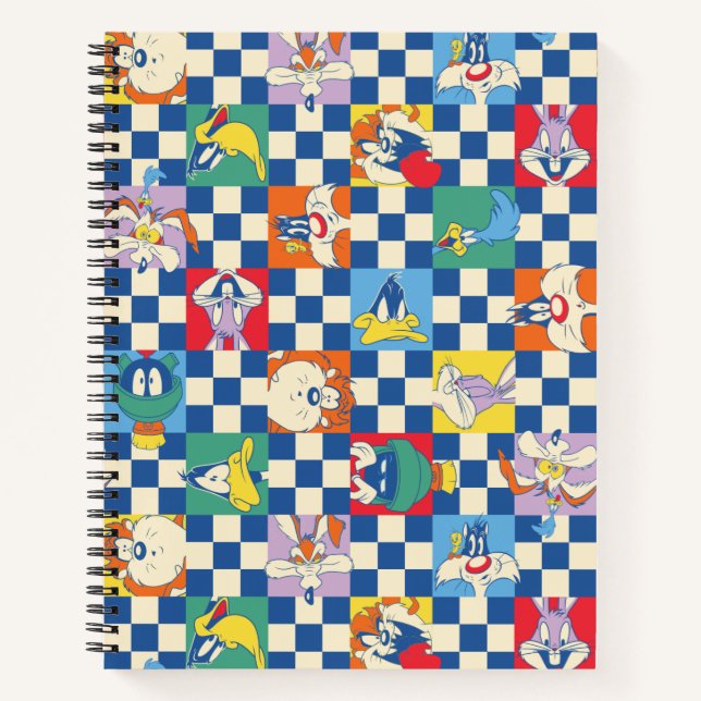 Colourful LOONEY TUNES™ Chequered Toss Pattern Notebook (Front)