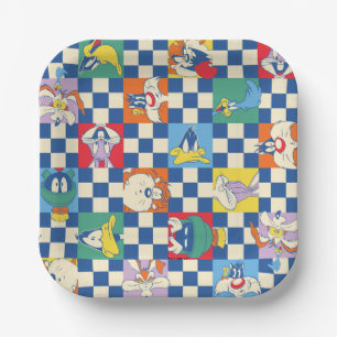 Colourful LOONEY TUNES™ Chequered Toss Pattern Paper Plate
