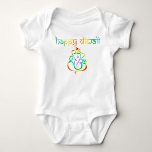 Colourful Lord Ganesha Happy Diwali Baby Bodysuit